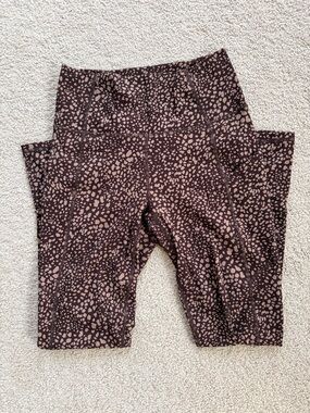 High-Waist Brown Printed Leggings